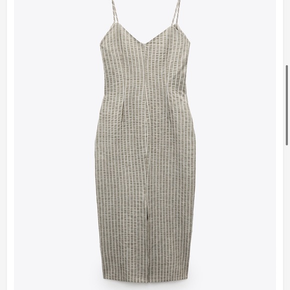 Zara striped rustic midi dress - Picture 4 of 5